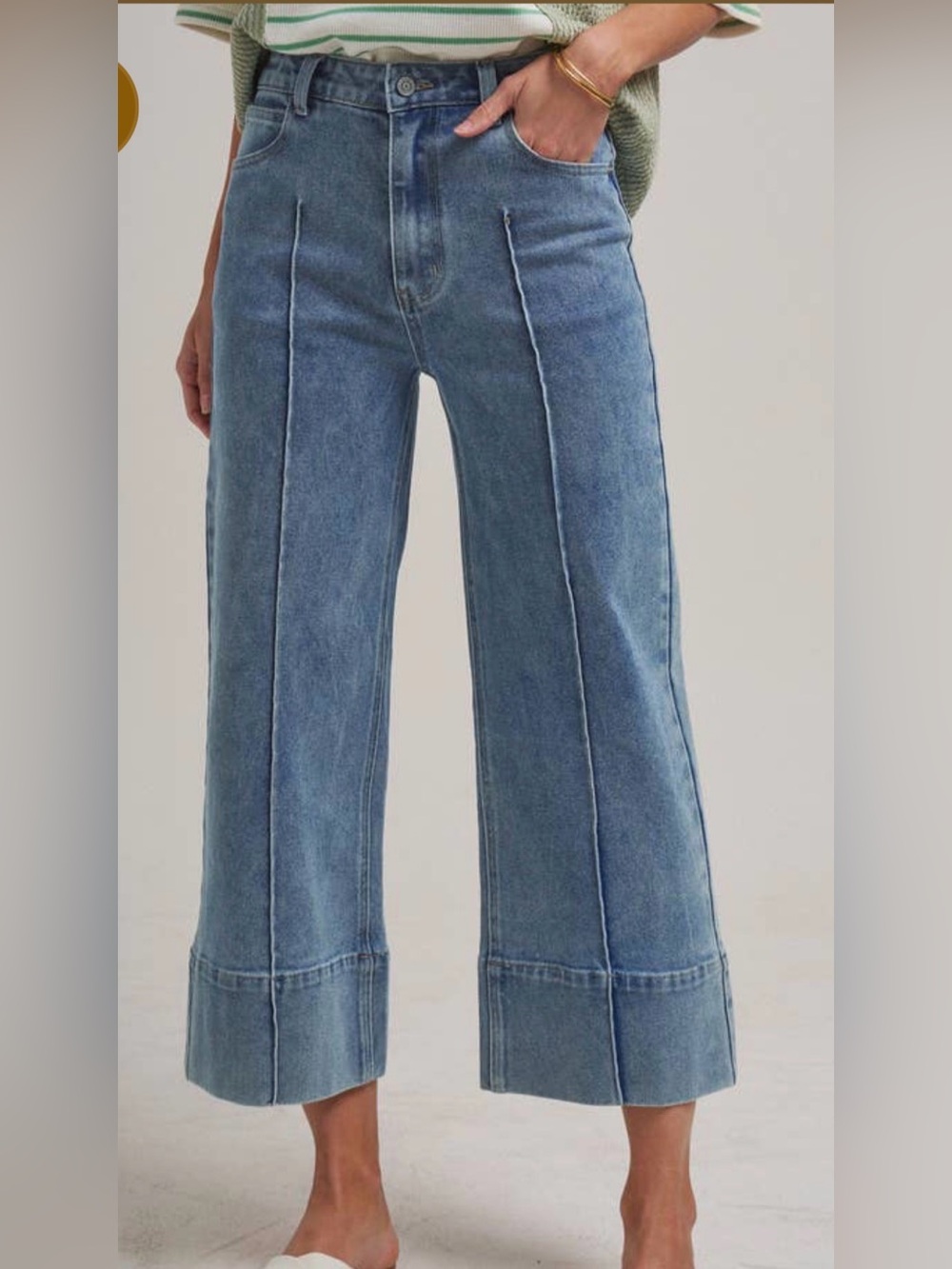 Zara Wide-Leg Cropped Denim Jeans
